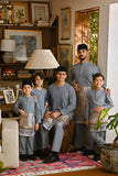 Pahlawan Bespoke Fit Kids Baju Melayu Cekak Musang - Lead Blue