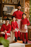 Pahlawan Bespoke Fit Kids Baju Melayu Cekak Musang - Red Bud
