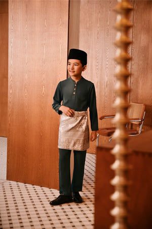 Baju Melayu Kids Majestic Bespoke Fit - Gunmetal