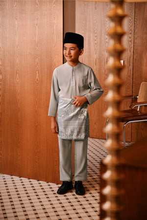 Baju Melayu Kids Majestic Bespoke Fit - Opal Gray