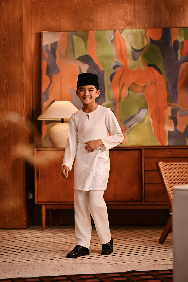 Baju Melayu Kids Teluk Belanga Modern Smart Fit - Off White