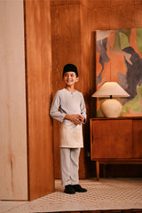 Baju Melayu Kids Teluk Belanga Deluxe Smart Fit - Silver