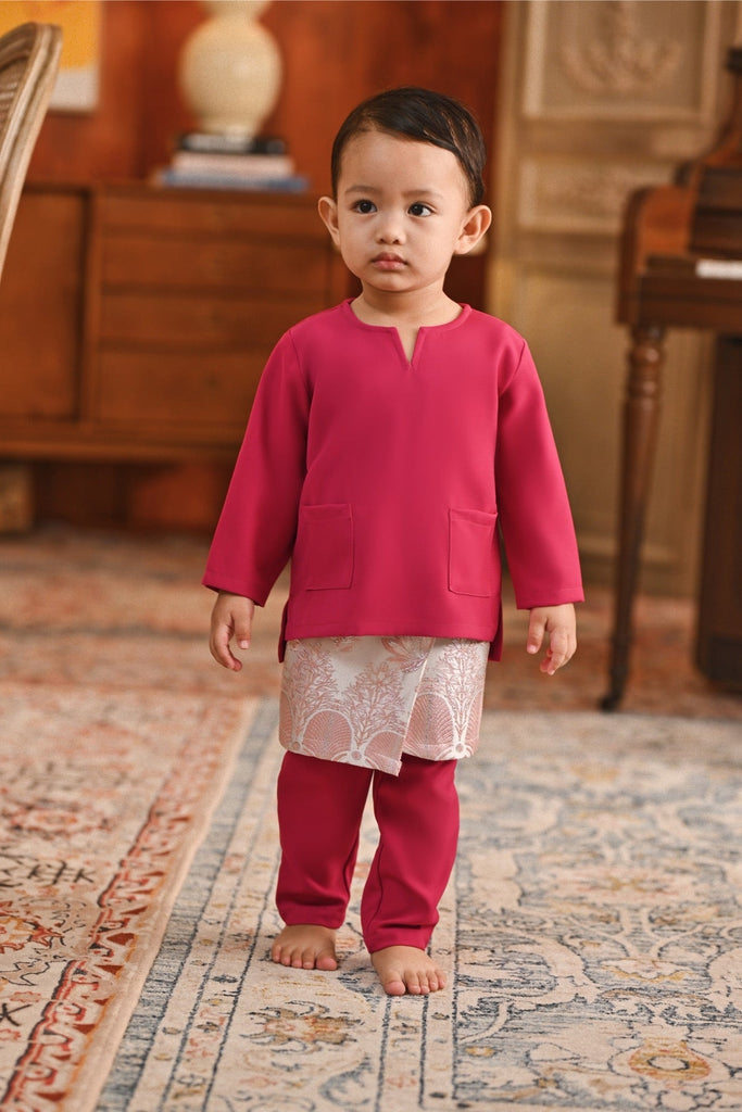 Baju Melayu Babies Teluk Belanga Smart Fit - Fuchsia