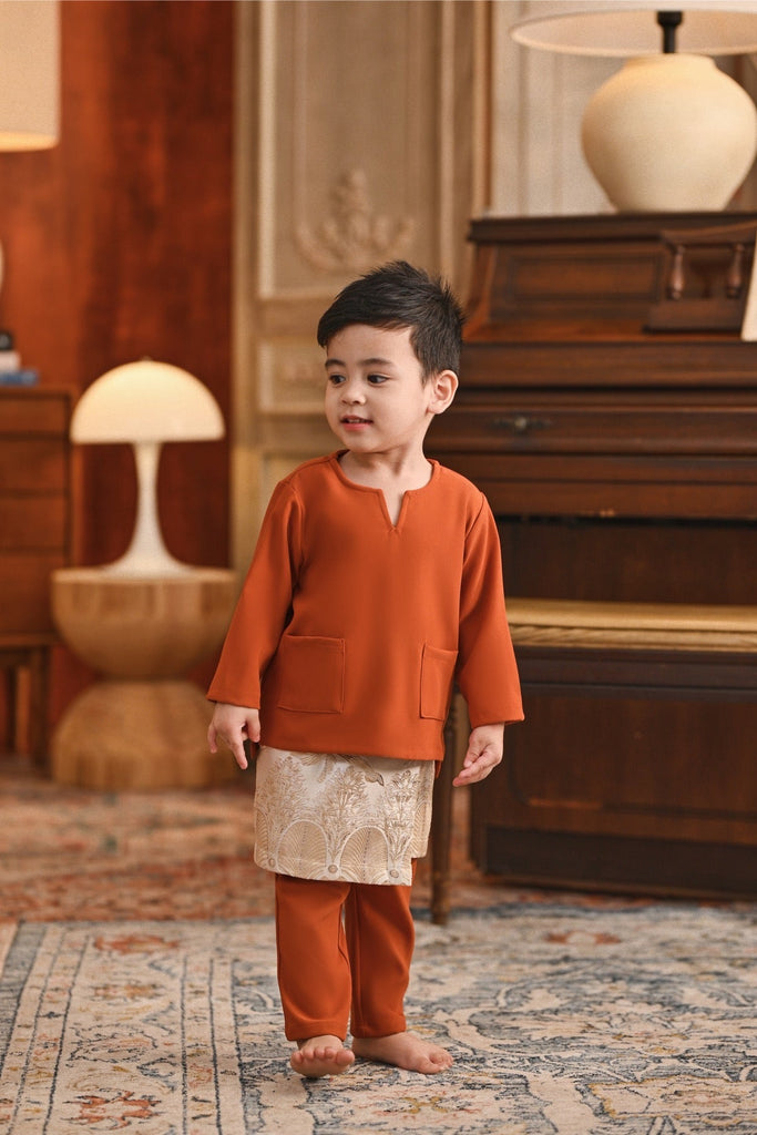 Baju Melayu Babies Teluk Belanga Smart Fit - Burnt Orange