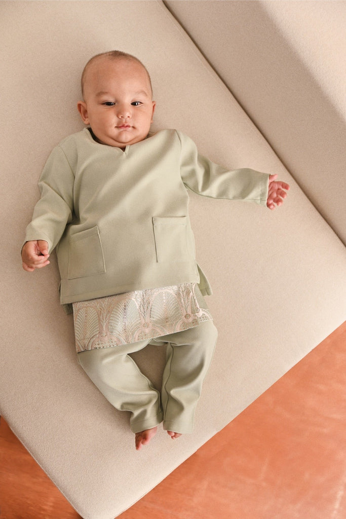 Baju Melayu Babies Teluk Belanga Smart Fit - Green Tint