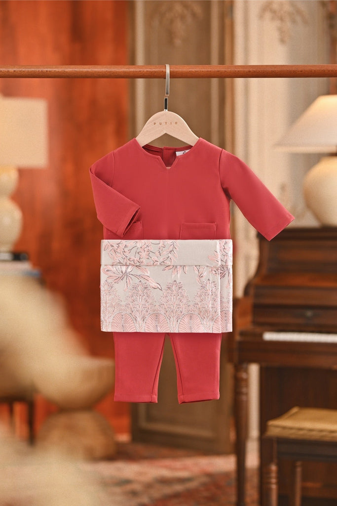 Baju Melayu Babies Teluk Belanga Smart Fit - Regal Red