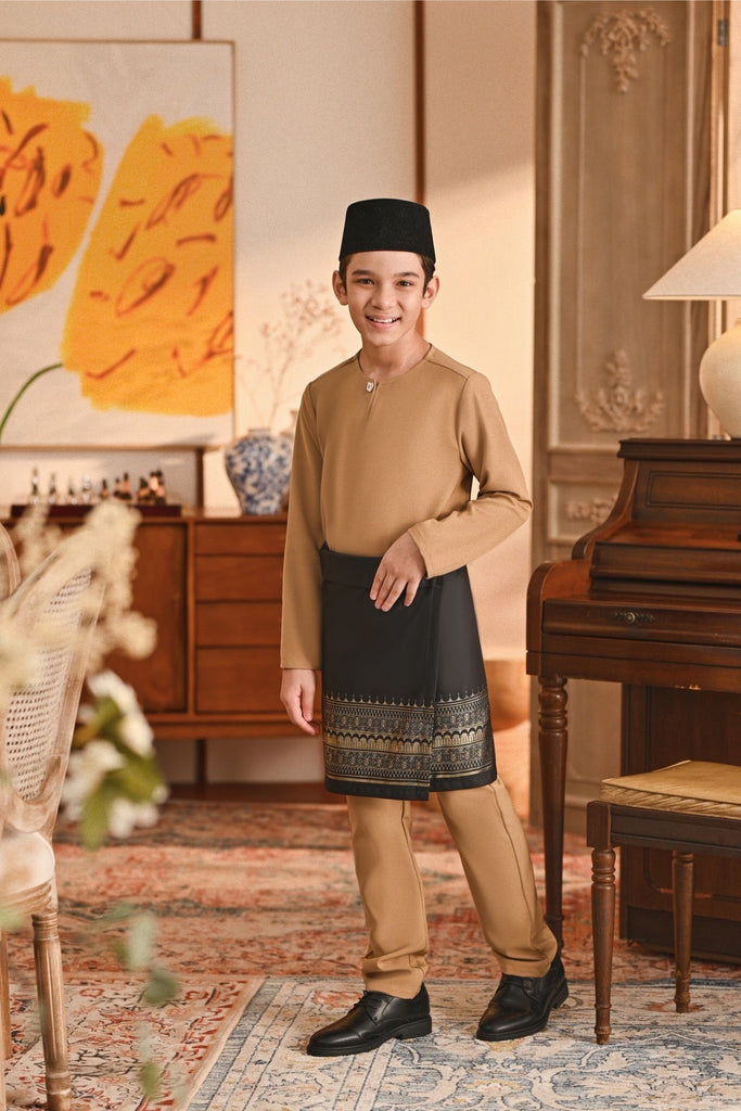 Baju Melayu Kids Teluk Belanga Smart Fit - Latte