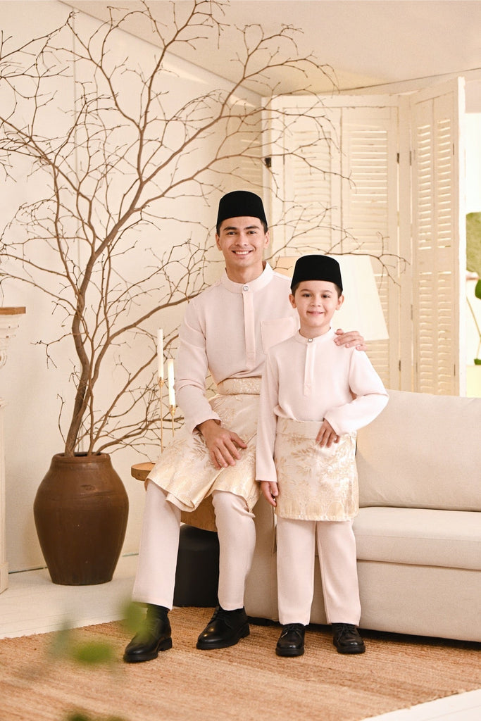 Baju Melayu Luxury Bespoke Fit - Champagne Pink