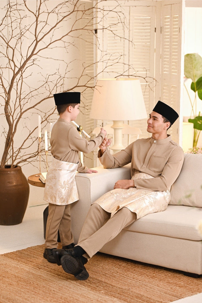 Baju Melayu Kids Luxury Bespoke Fit - Pale Olive