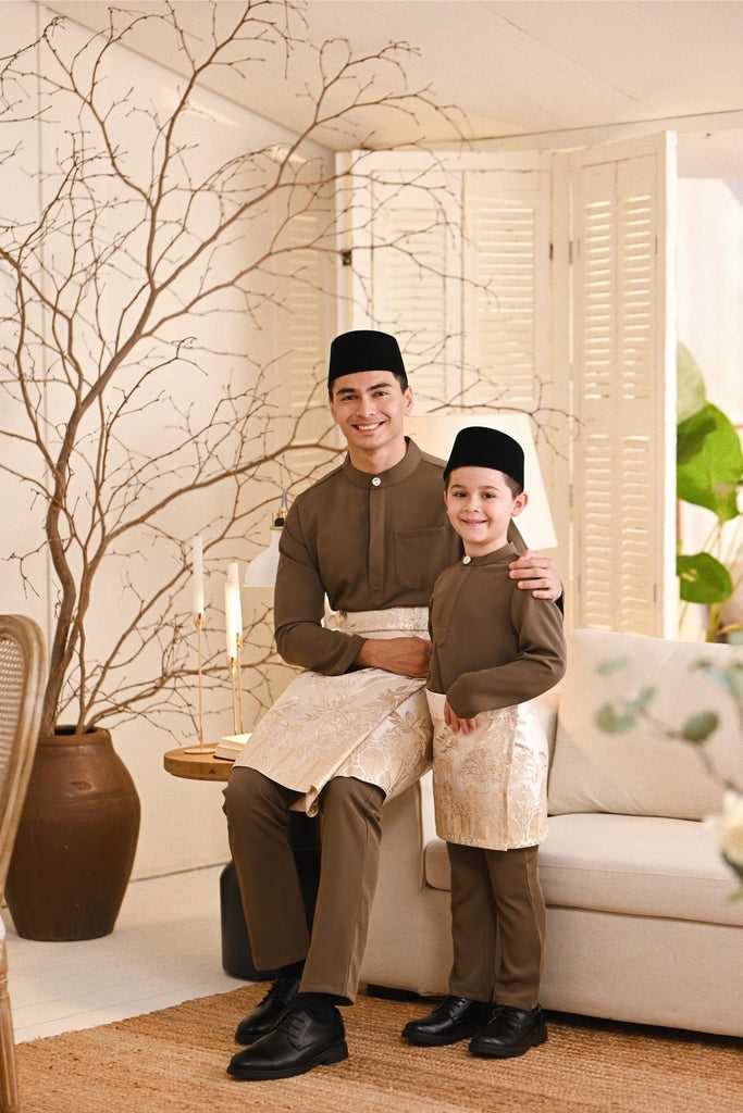 Baju Melayu Kids Luxury Bespoke Fit - Teakwood