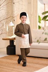 Baju Melayu Kids Luxury Bespoke Fit - Teakwood
