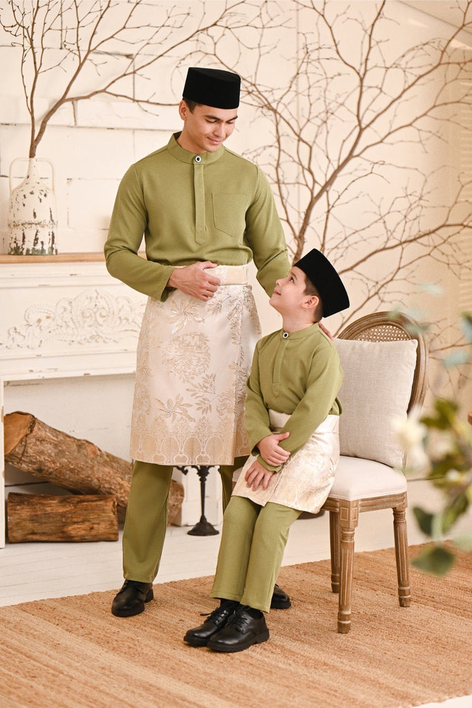 Baju Melayu Luxury Bespoke Fit - Light Olive