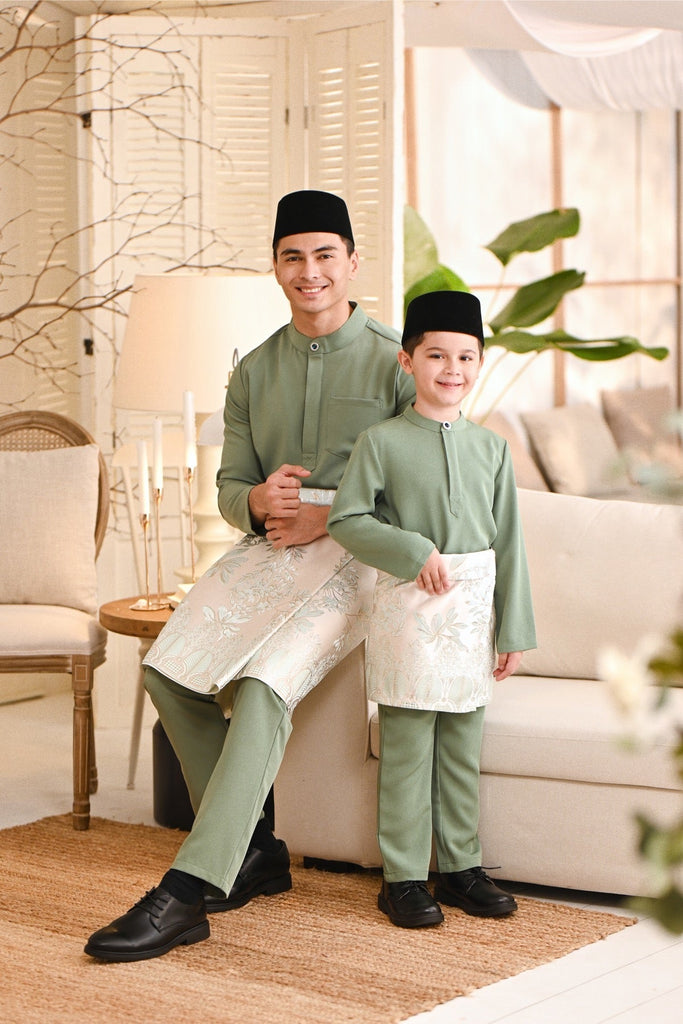 Baju Melayu Luxury Bespoke Fit - Sage Green