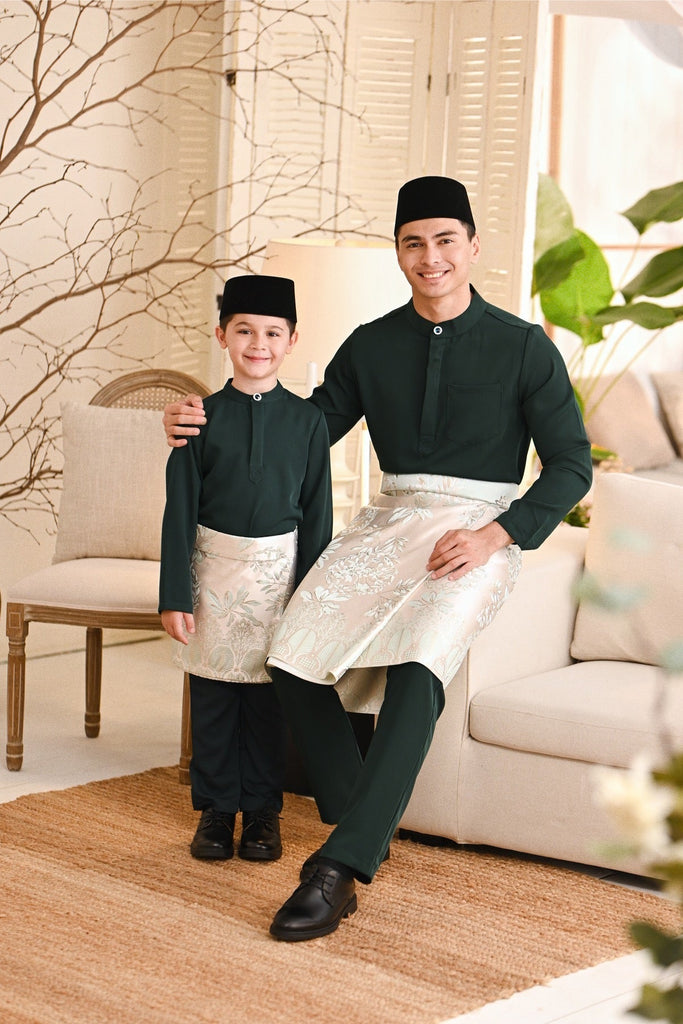 Baju Melayu Kids Luxury Bespoke Fit - Emerald Green
