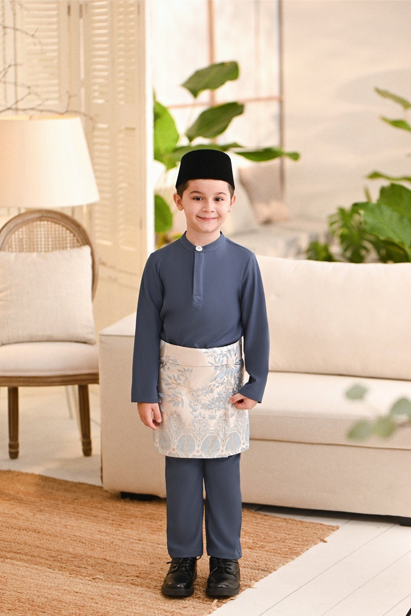Baju Melayu Kids Light Bespoke Fit - Blue Grey