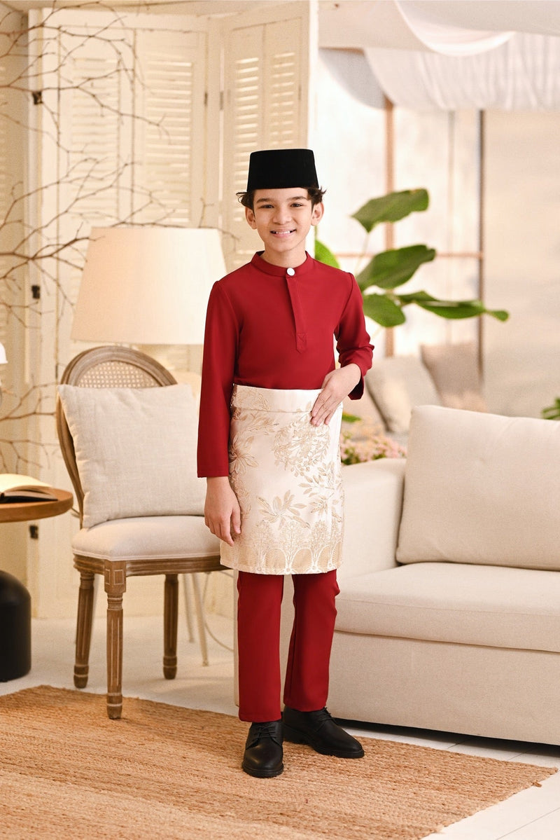 Baju Melayu Kids Light Bespoke Fit - Maroon