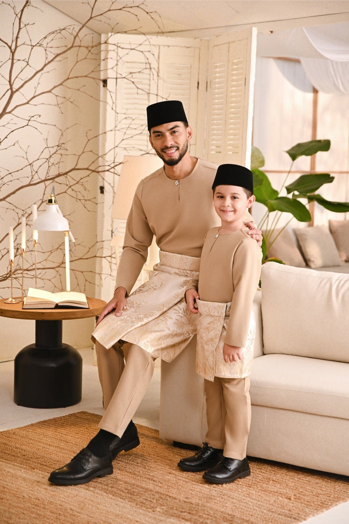 Baju Melayu Kids Teluk Belanga Smart Fit - Sand Brown