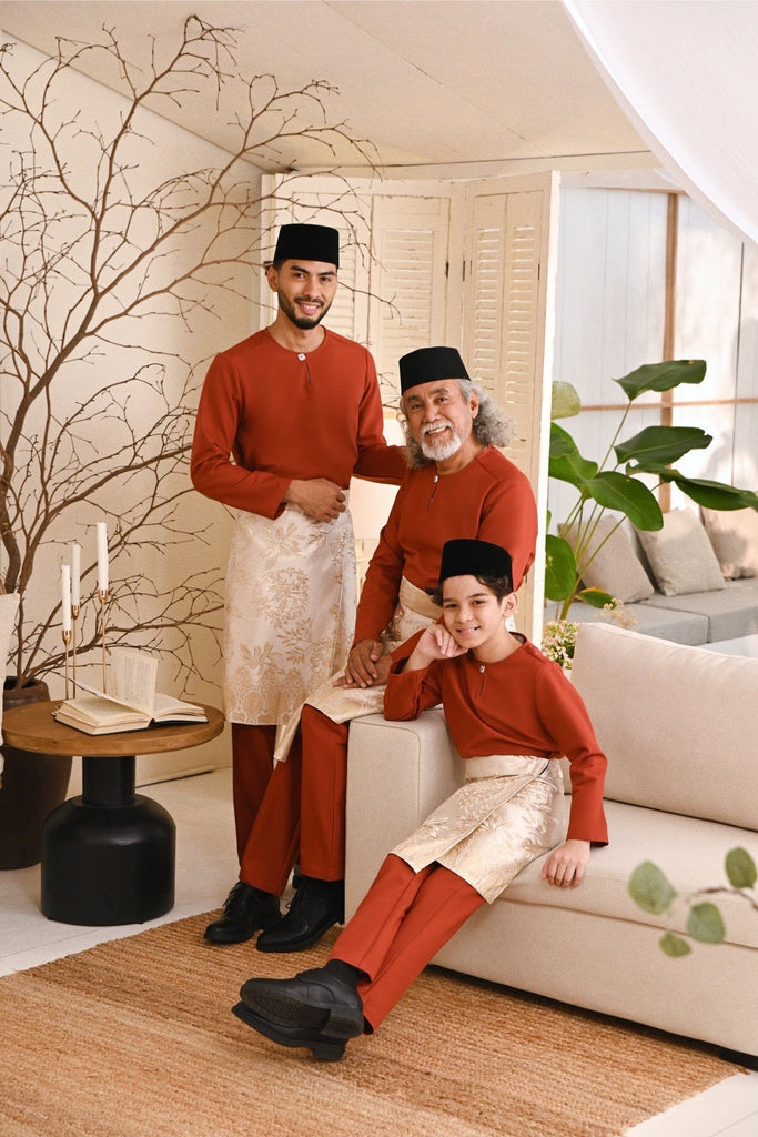 Baju Melayu Teluk Belanga Smart Fit - Mandarin Red