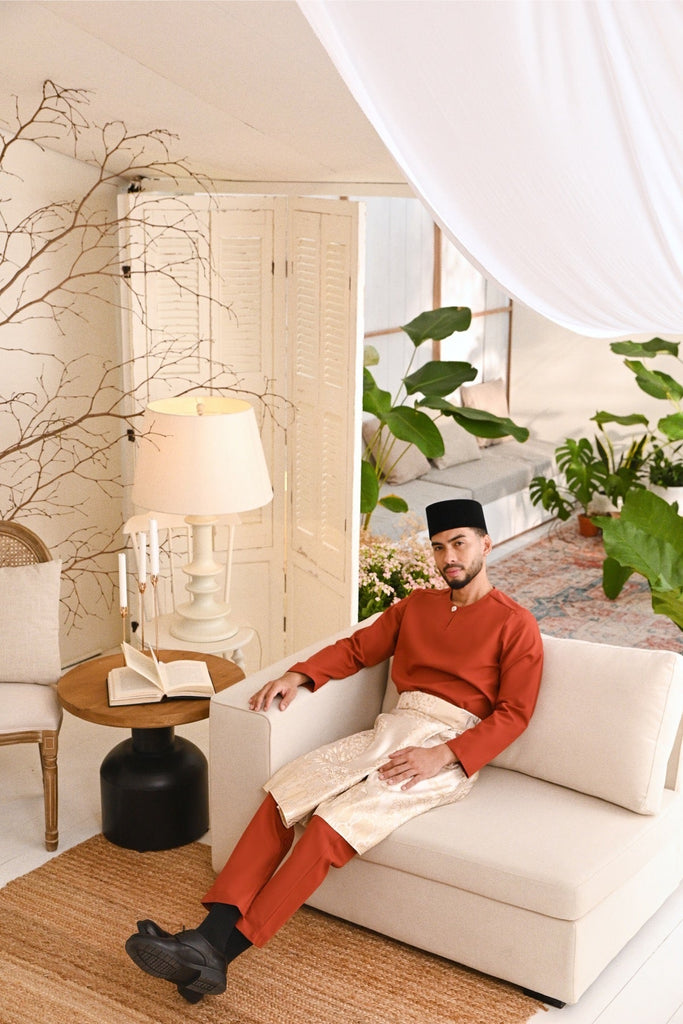 Baju Melayu Teluk Belanga Smart Fit - Mandarin Red