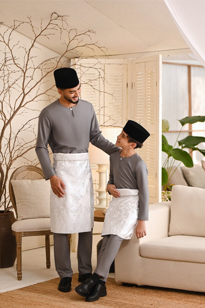 Baju Melayu Teluk Belanga Smart Fit - Ash Grey