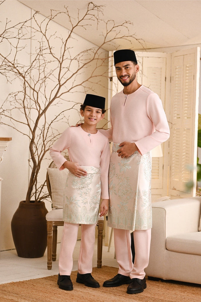 Baju Melayu Kids Teluk Belanga Smart Fit - Pearl Pink