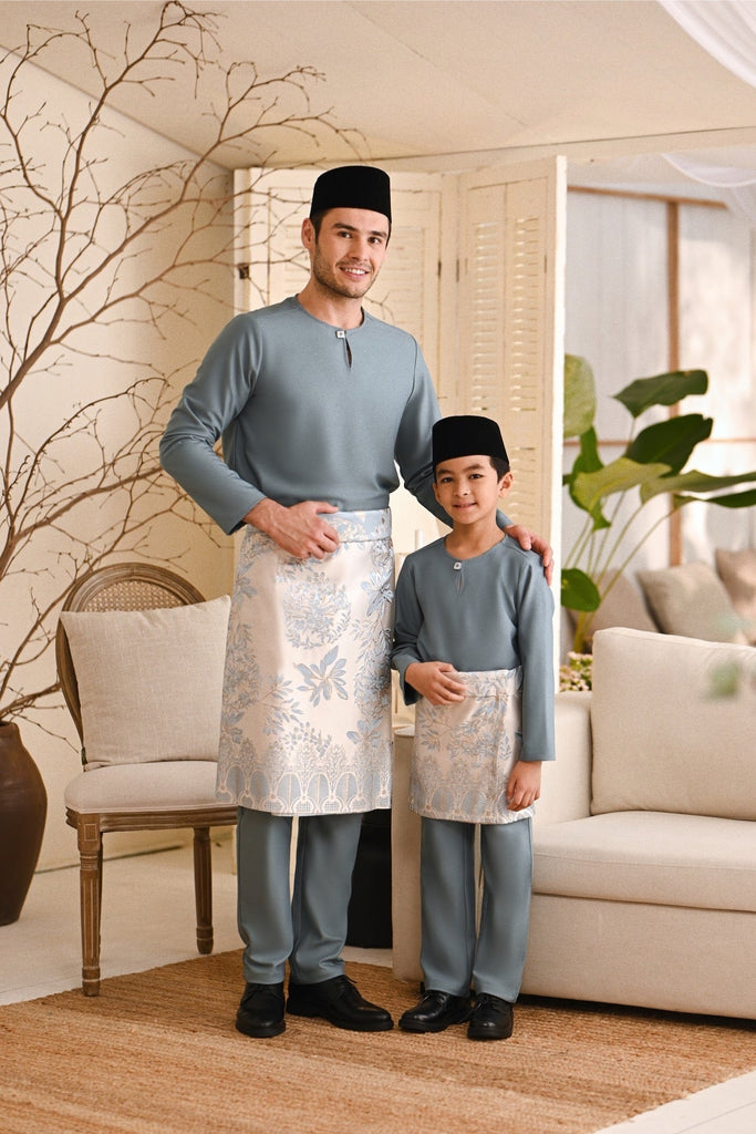Baju Melayu Kids Teluk Belanga Smart Fit - Dusty Blue