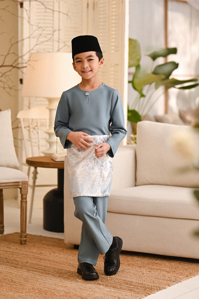 Baju Melayu Kids Teluk Belanga Smart Fit - Dusty Blue