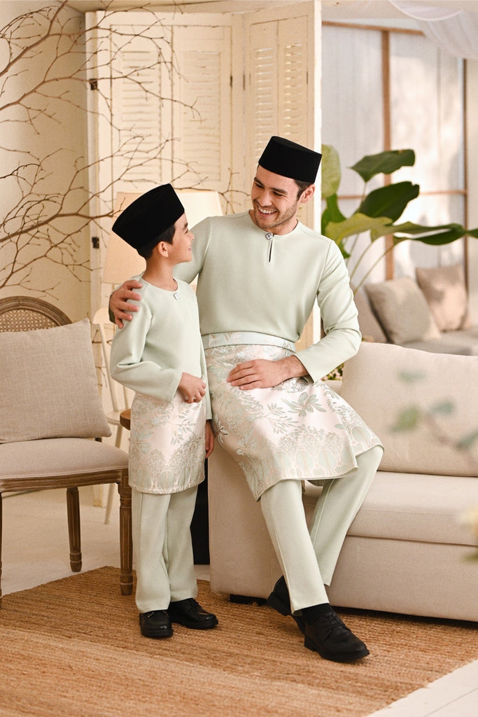 Baju Melayu Kids Teluk Belanga Smart Fit - Fog Green