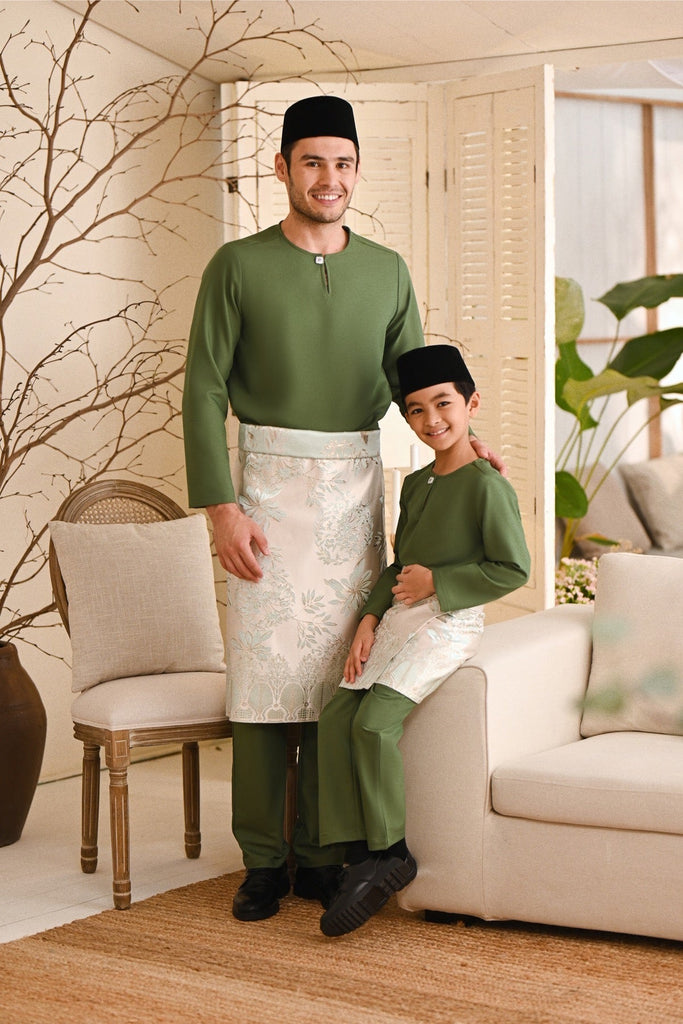 Baju Melayu Kids Teluk Belanga Smart Fit - Grass Green