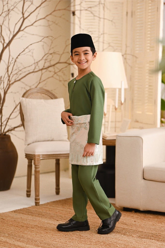 Baju Melayu Kids Teluk Belanga Smart Fit - Grass Green