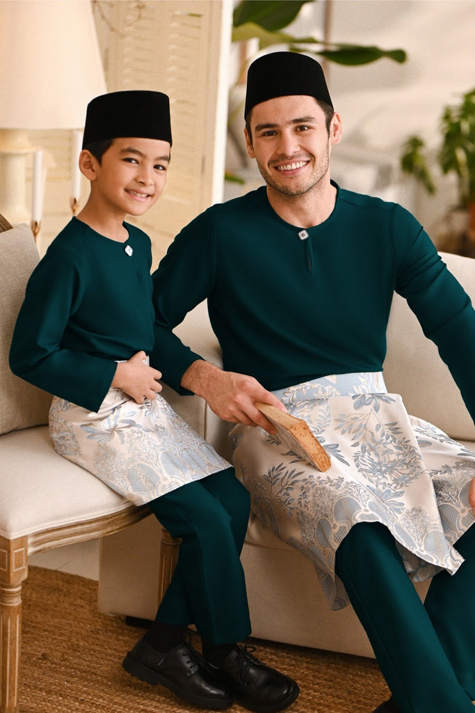 Baju Melayu Teluk Belanga Smart Fit - Blue Green