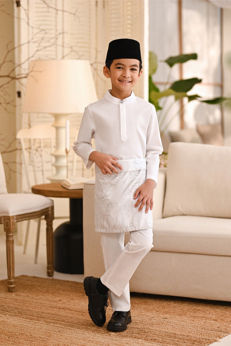 Baju Melayu Kids Natural Cotton Bespoke Fit - White
