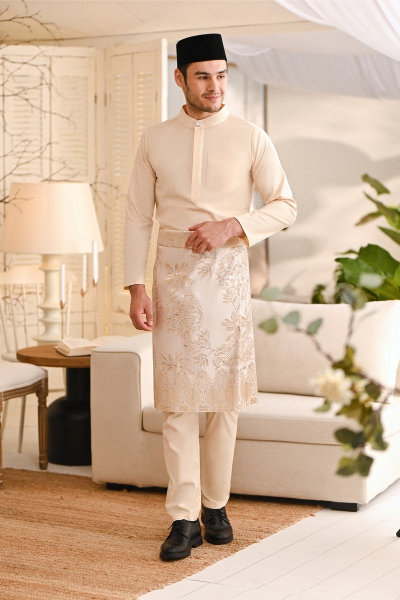 Baju Melayu Natural Cotton Bespoke Fit - Butter Cream