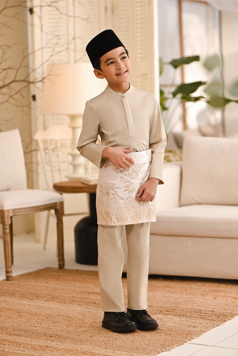 Baju Melayu Kids Natural Cotton Bespoke Fit - Beige