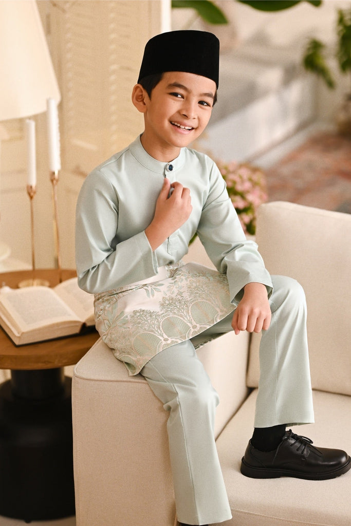 Baju Melayu Kids Natural Cotton Bespoke Fit - Baby Green