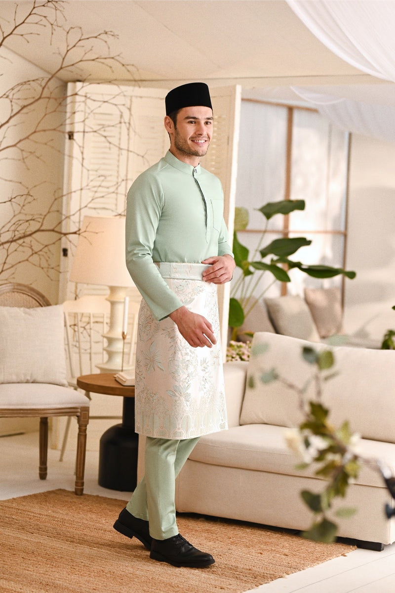 Baju Melayu Natural Cotton Bespoke Fit - Light Mint