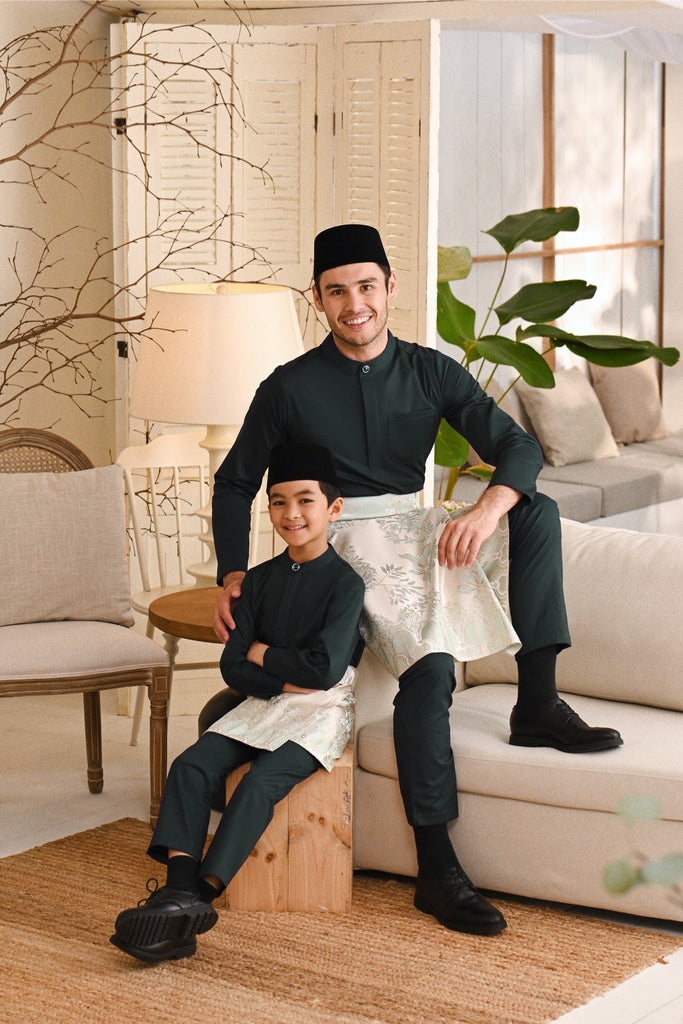 Baju Melayu Natural Cotton Bespoke Fit - Dark Green