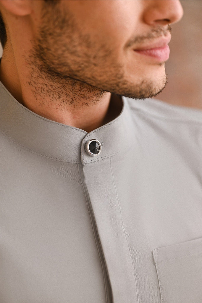 Baju Melayu Natural Cotton Bespoke Fit - Smoke Grey