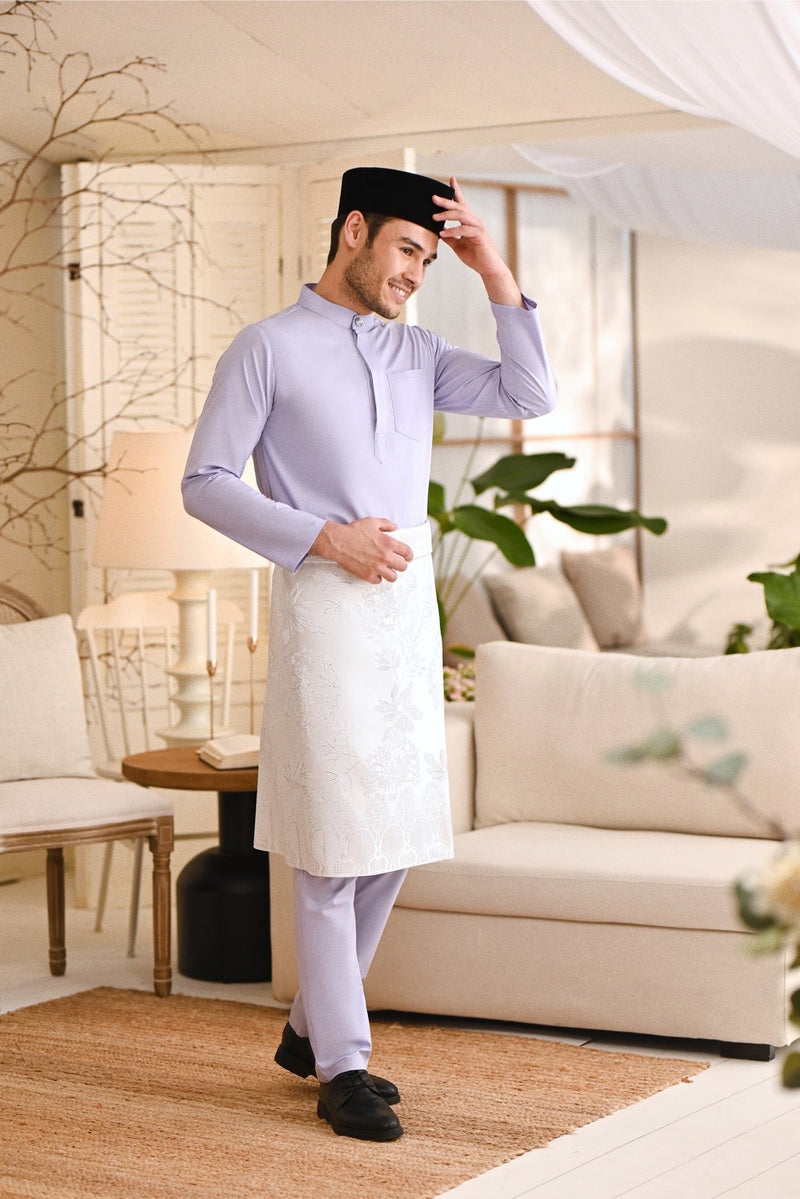 Baju Melayu Natural Cotton Bespoke Fit - Light Lavender