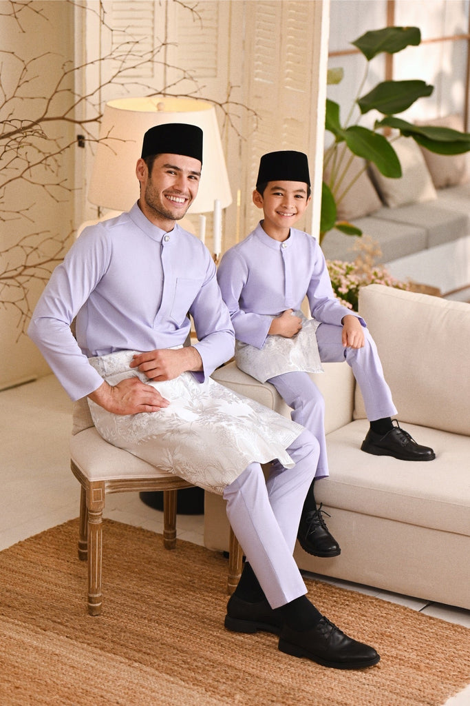 Baju Melayu Kids Natural Cotton Bespoke Fit - Light Lavender