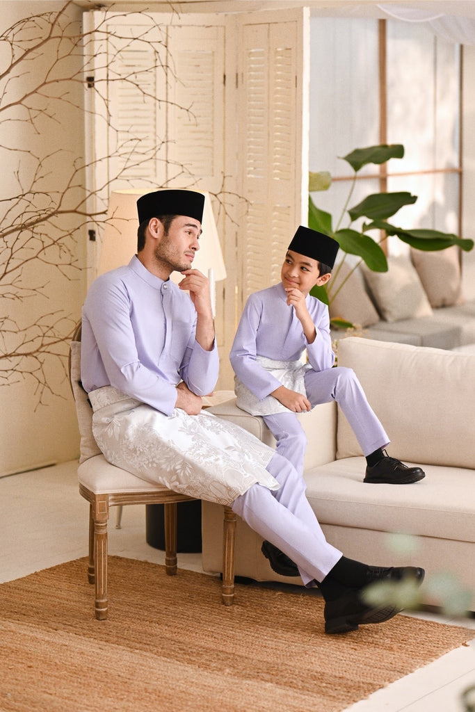Baju Melayu Kids Natural Cotton Bespoke Fit - Light Lavender
