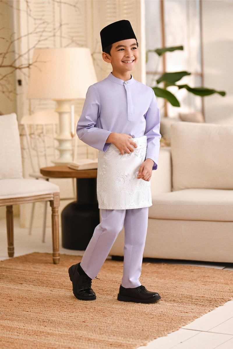 Baju Melayu Kids Natural Cotton Bespoke Fit - Light Lavender