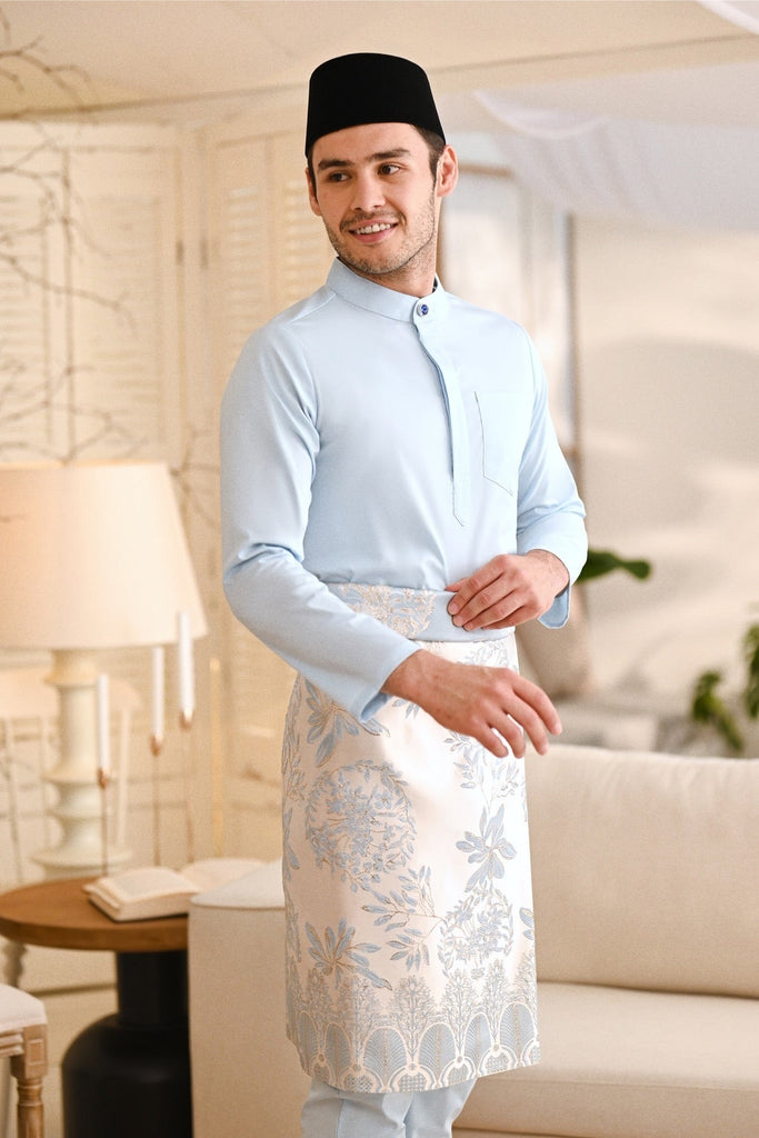 Baju Melayu Natural Cotton Bespoke Fit - Baby Blue