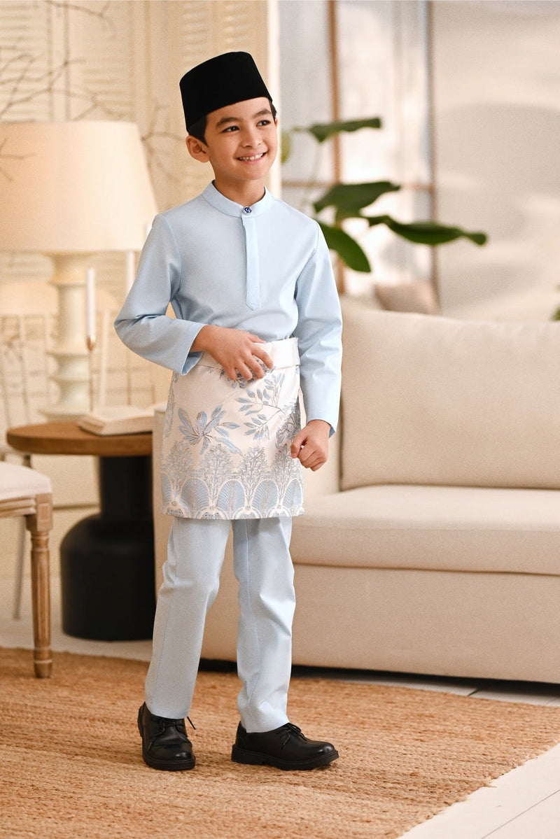 Baju Melayu Kids Natural Cotton Bespoke Fit - Baby Blue