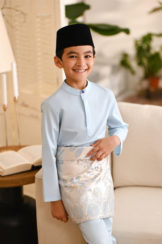 Baju Melayu Kids Natural Cotton Bespoke Fit - Baby Blue