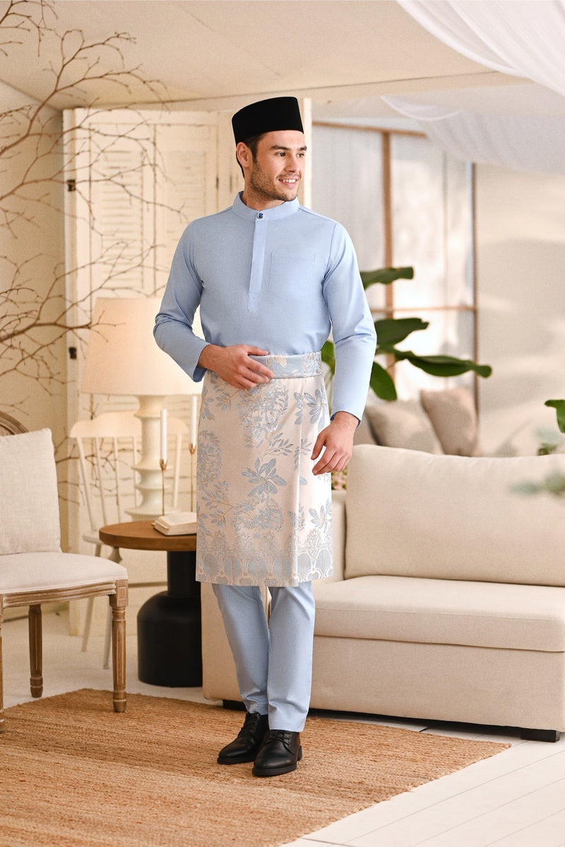 Baju Melayu Natural Cotton Bespoke Fit - Ice Blue