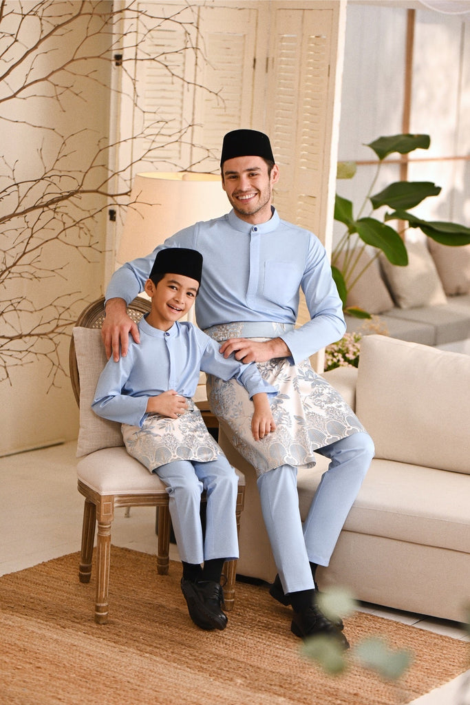 Baju Melayu Natural Cotton Bespoke Fit - Ice Blue