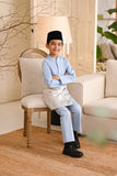 Baju Melayu Kids Natural Cotton Bespoke Fit - Ice Blue