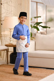 Baju Melayu Kids Natural Cotton Bespoke Fit - Blue Bonnet