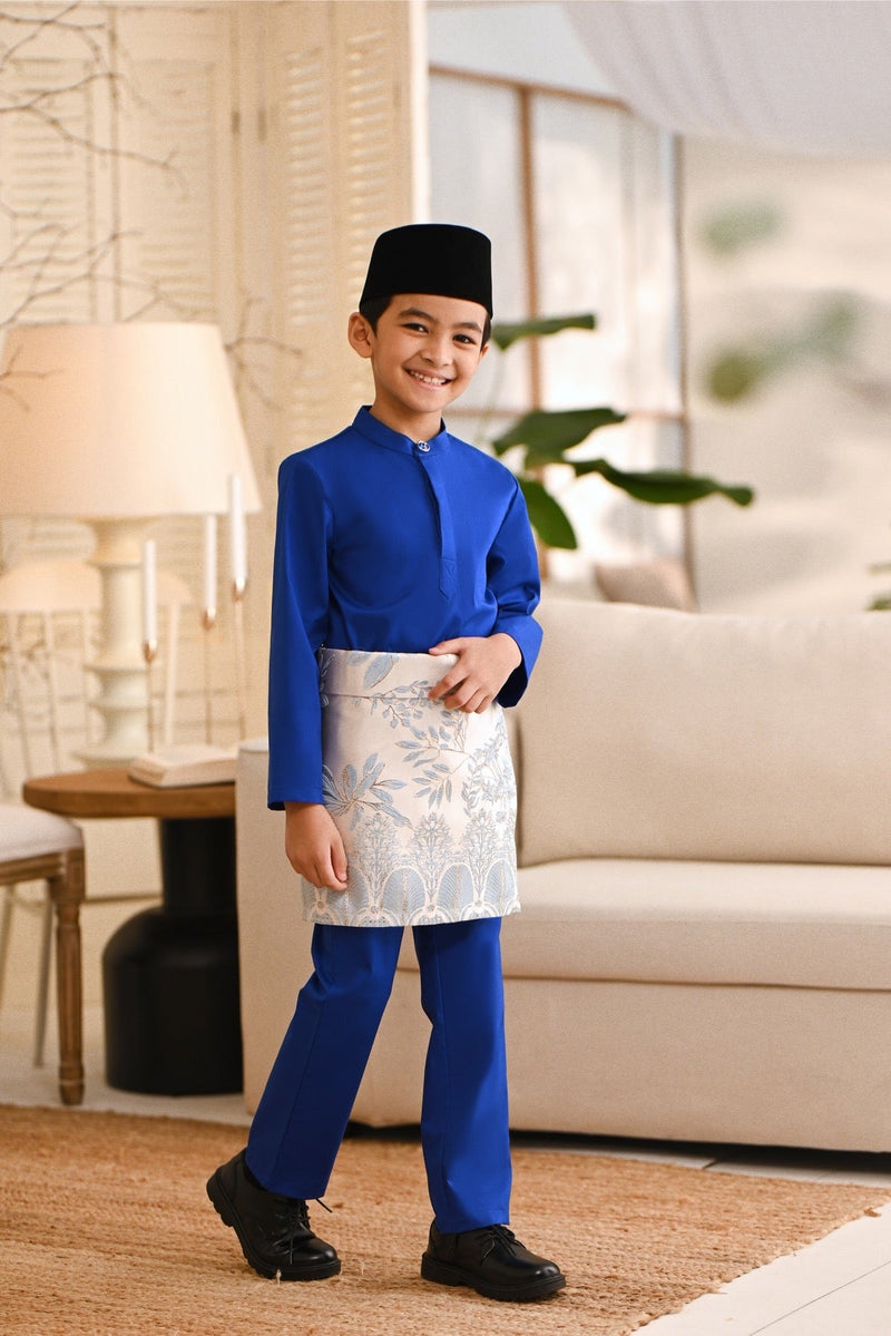Baju Melayu Kids Natural Cotton Bespoke Fit - Royal Blue